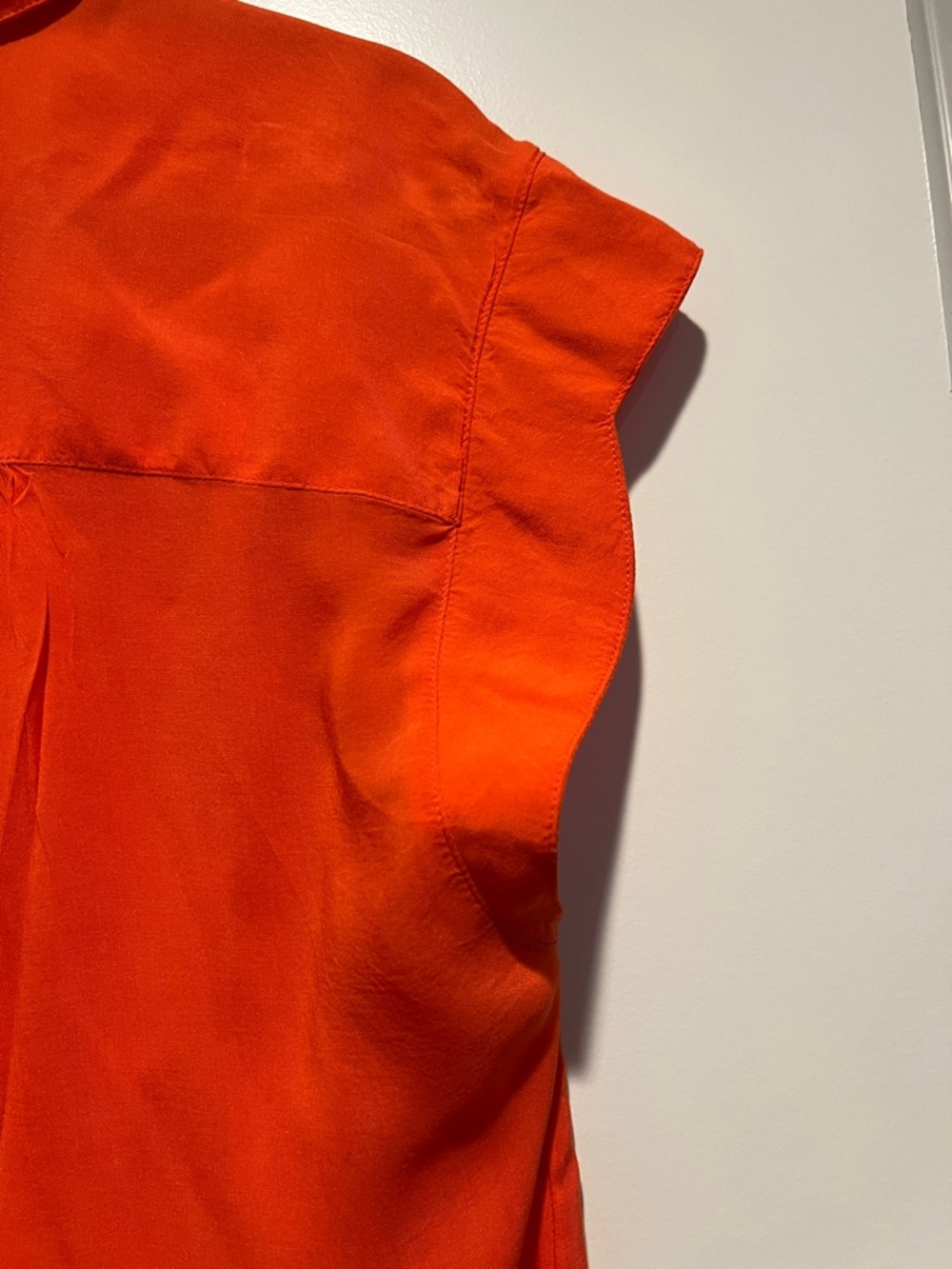 Maeve | (M) Short-Sleeve Button Front Blouse in Vibrant Orange - Picture 7 of 7